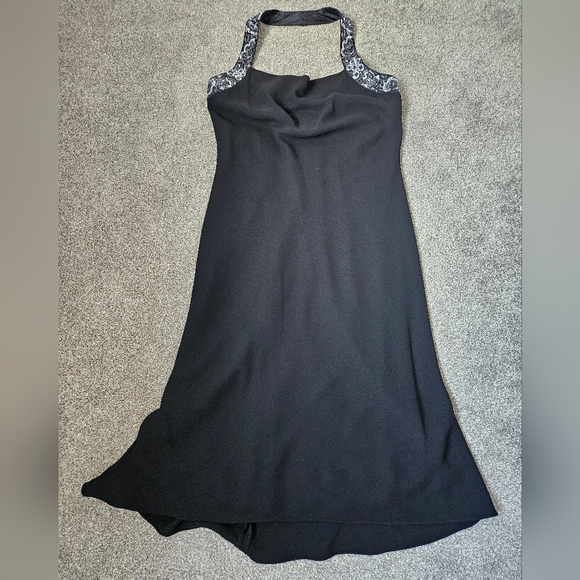 JNY bias cut Embroidered Silk straps Jones New York dress LBD Size 10 - Picture 7 of 16